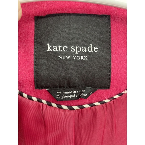 KATE SPADE Wool Blend Jacket M Stand Collar Changeable Buttons Coat Pink $348 - Picture 11 of 15